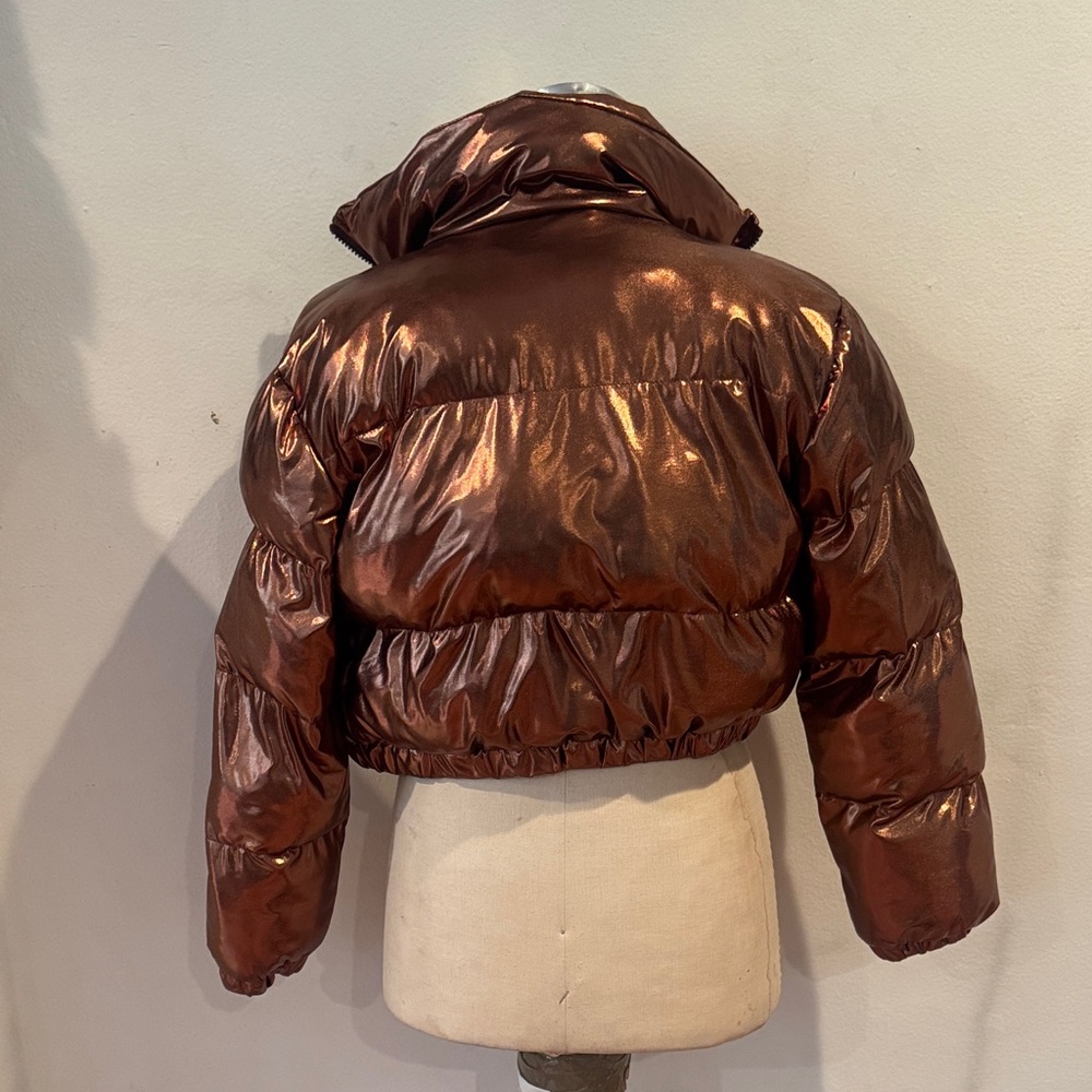 Metallic Bronze Puffer Jacket - Picture 2 of 4